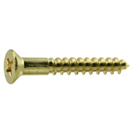 Midwest Fastener Wood Screw, #6, 1 in, Plain Brass Flat Head Phillips Drive, 100 PK 02856